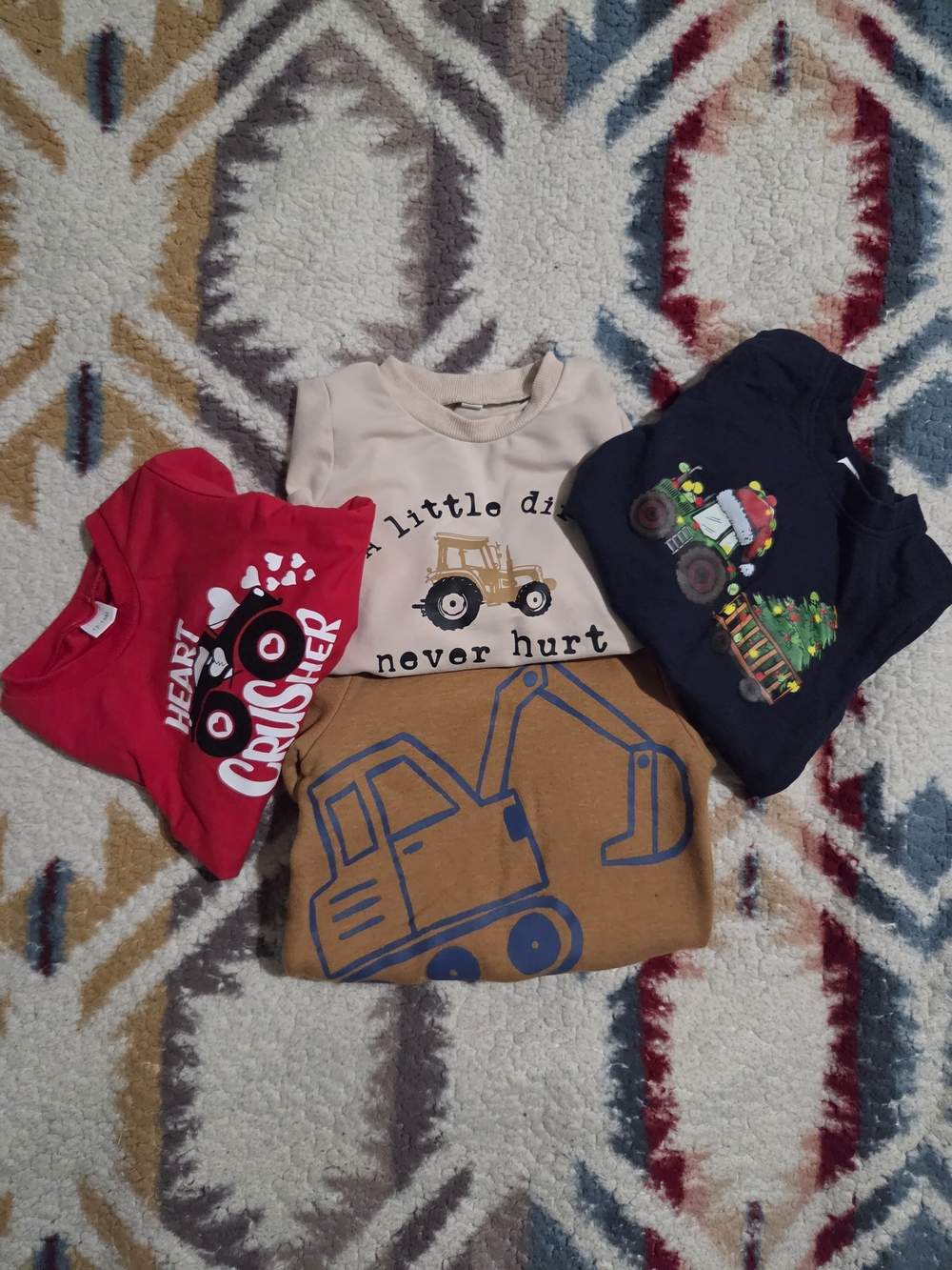 Super cute 4-piece toddler boy vehicle/tractor graphic Sweater bundle